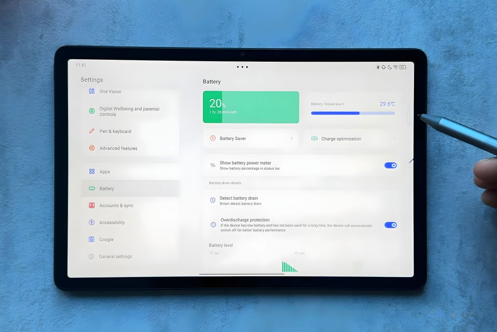 مراجعة بطارية تابلت lenovo tab m11