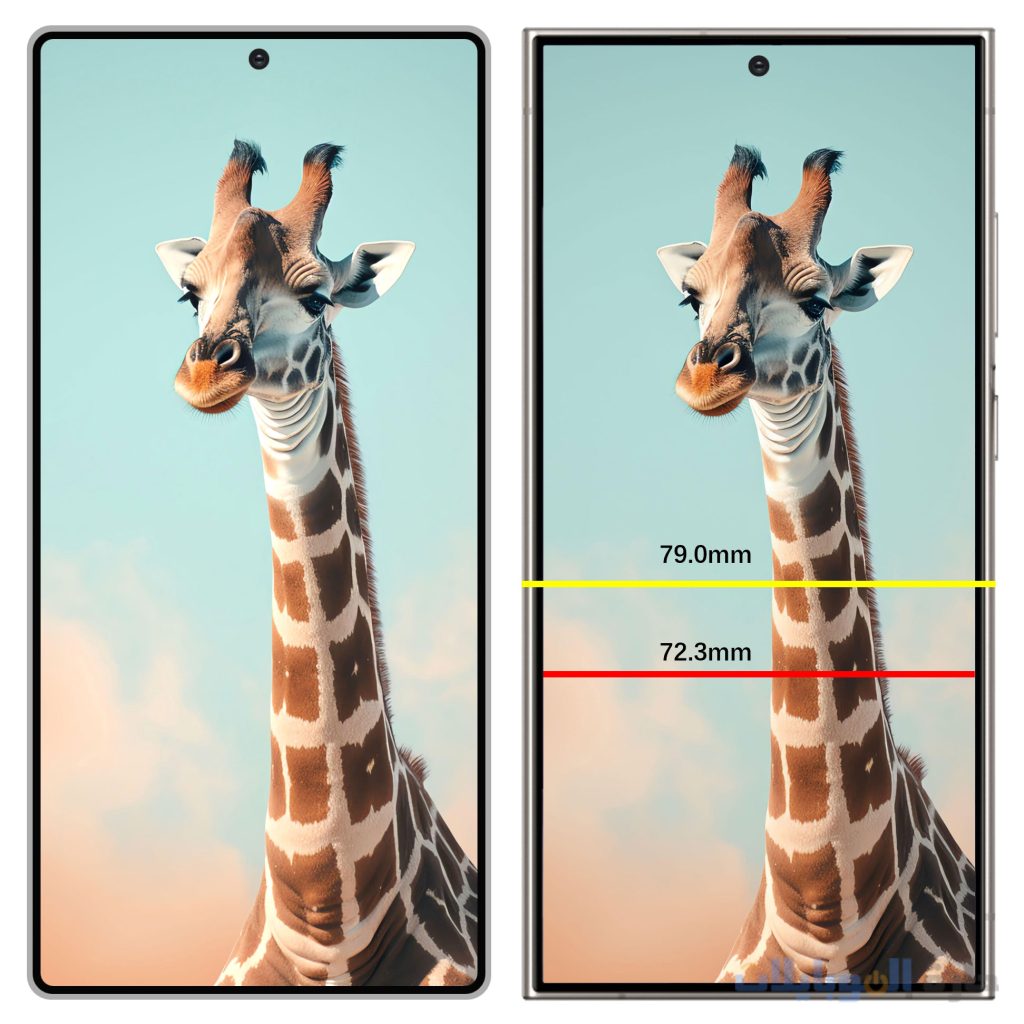 عرض هاتف s25 ultra الي حجم شاشته