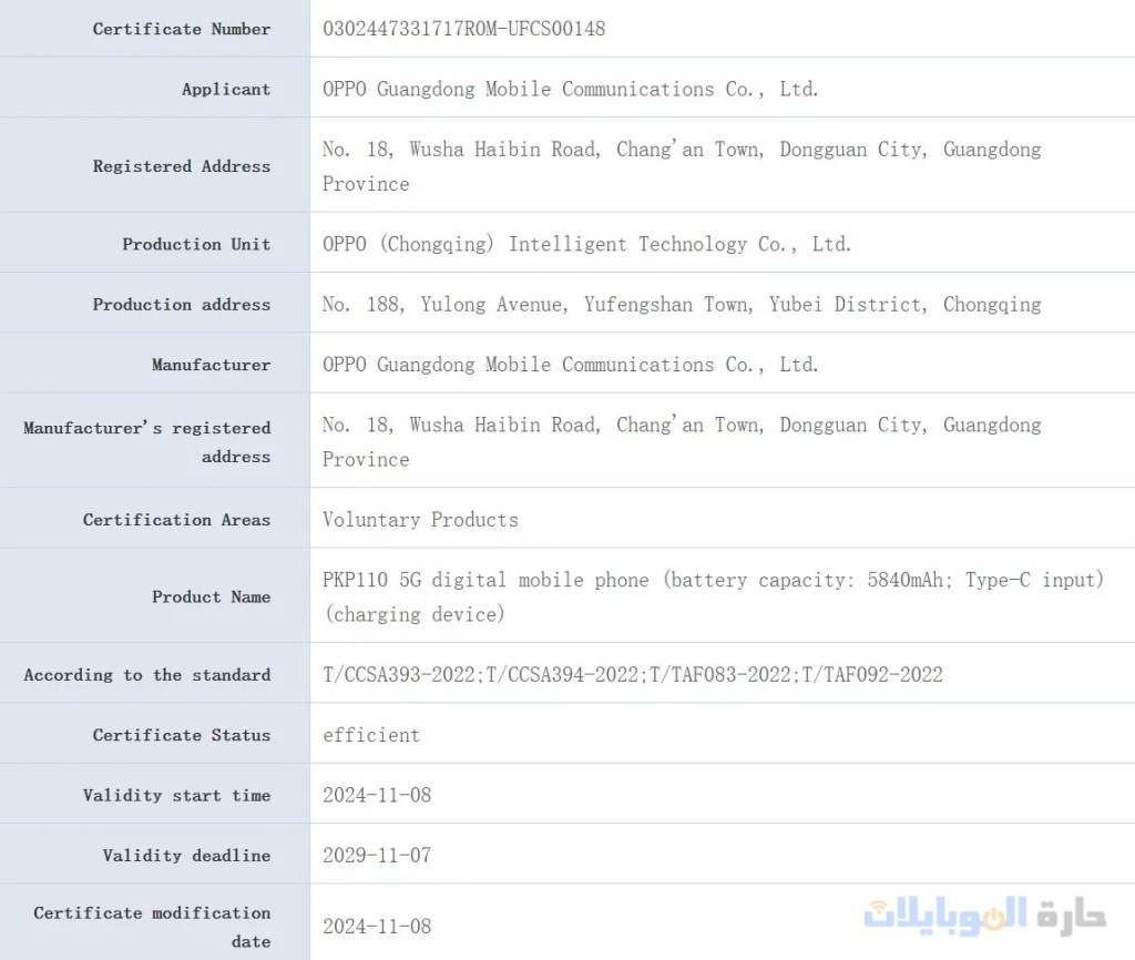 ظهور oppo a5 pro على tenaa