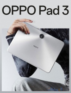 اعلانات تشويقية حول oppo pad 3 باللون الفضي