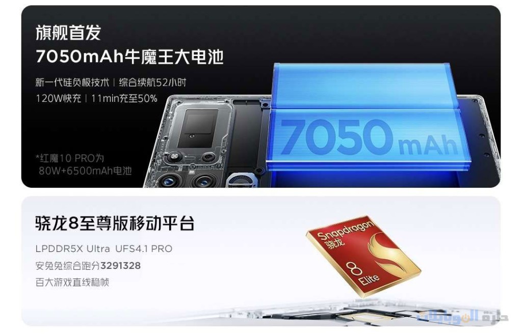 بطارية هاتفي nubia red magic 10 pro و magic 10 pro+