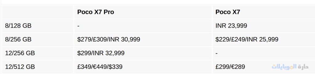 الاسعار المطروحة لهاتفي poco x7 و poco x7 pro