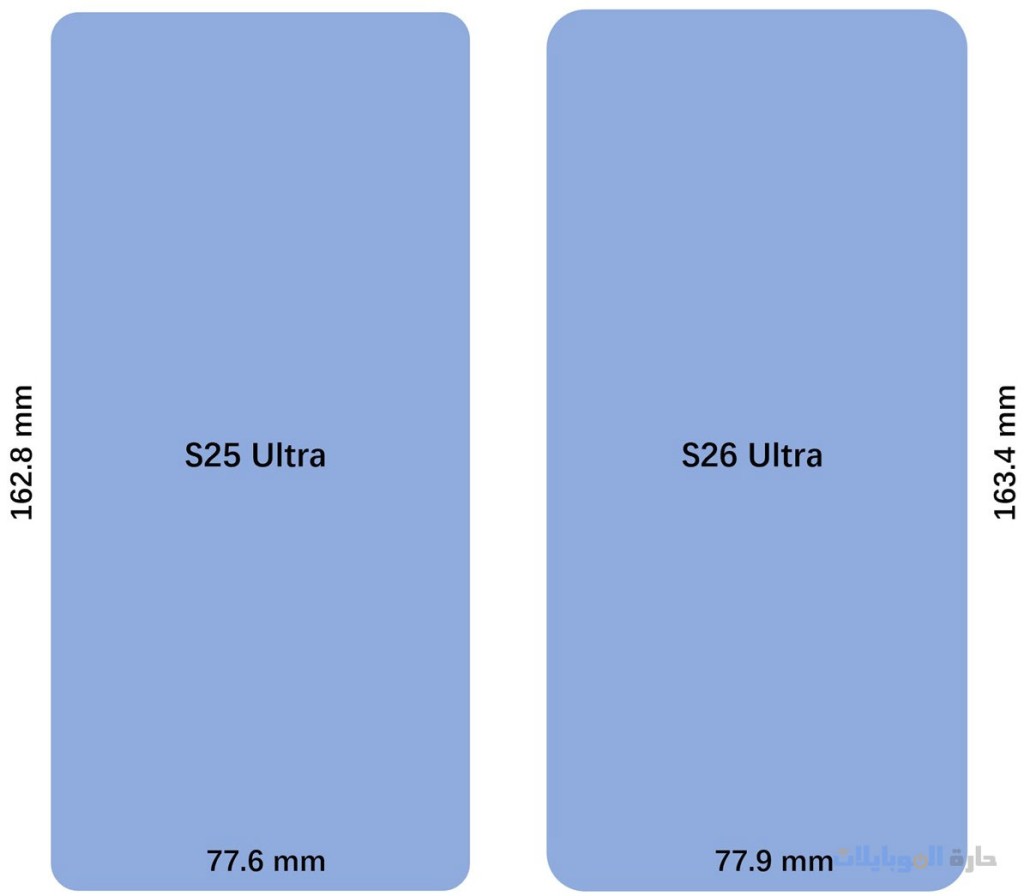 تسريب أبعاد هيكل samsung galaxy s26 ultra